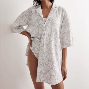 Madewell Plus Lightspun Cover-Up Mini Shirtdress in Abstract Flora